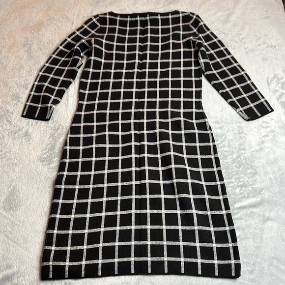 🎯NWOT Lauren Ralph Lauren Checkered Sweater Dress Black Size Small - Picture 6 of 10